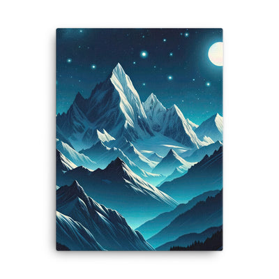 Sternenklare Nacht über den Alpen, Vollmondschein auf Schneegipfeln - Leinwand berge xxx yyy zzz 45.7 x 61 cm