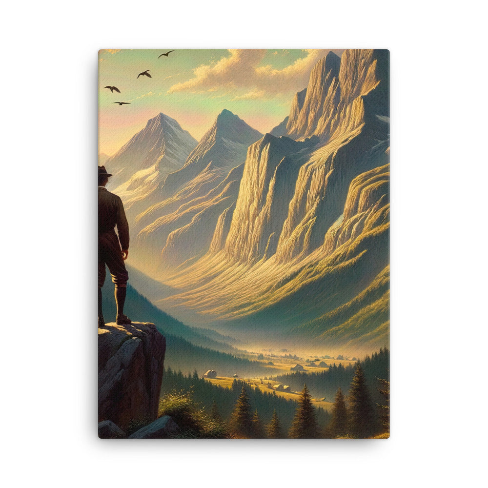 Ölgemälde eines Schweizer Wanderers in den Alpen bei goldenem Sonnenlicht - Leinwand wandern xxx yyy zzz 45.7 x 61 cm