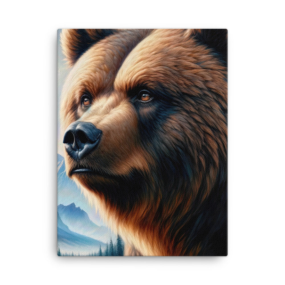 Ölgemälde, das das Gesicht eines starken realistischen Bären einfängt. Porträt - Leinwand camping xxx yyy zzz 45.7 x 61 cm