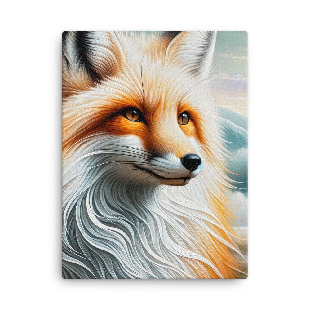 Ölgemälde eines anmutigen, intelligent blickenden Fuchses in Orange-Weiß - Leinwand camping xxx yyy zzz 45.7 x 61 cm