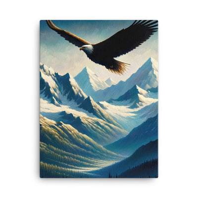 Ölgemälde eines Adlers vor schneebedeckten Bergsilhouetten - Leinwand berge xxx yyy zzz 45.7 x 61 cm