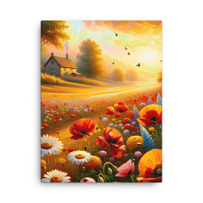 Ölgemälde eines Blumenfeldes im Sonnenuntergang, leuchtende Farbpalette - Leinwand camping xxx yyy zzz 45.7 x 61 cm