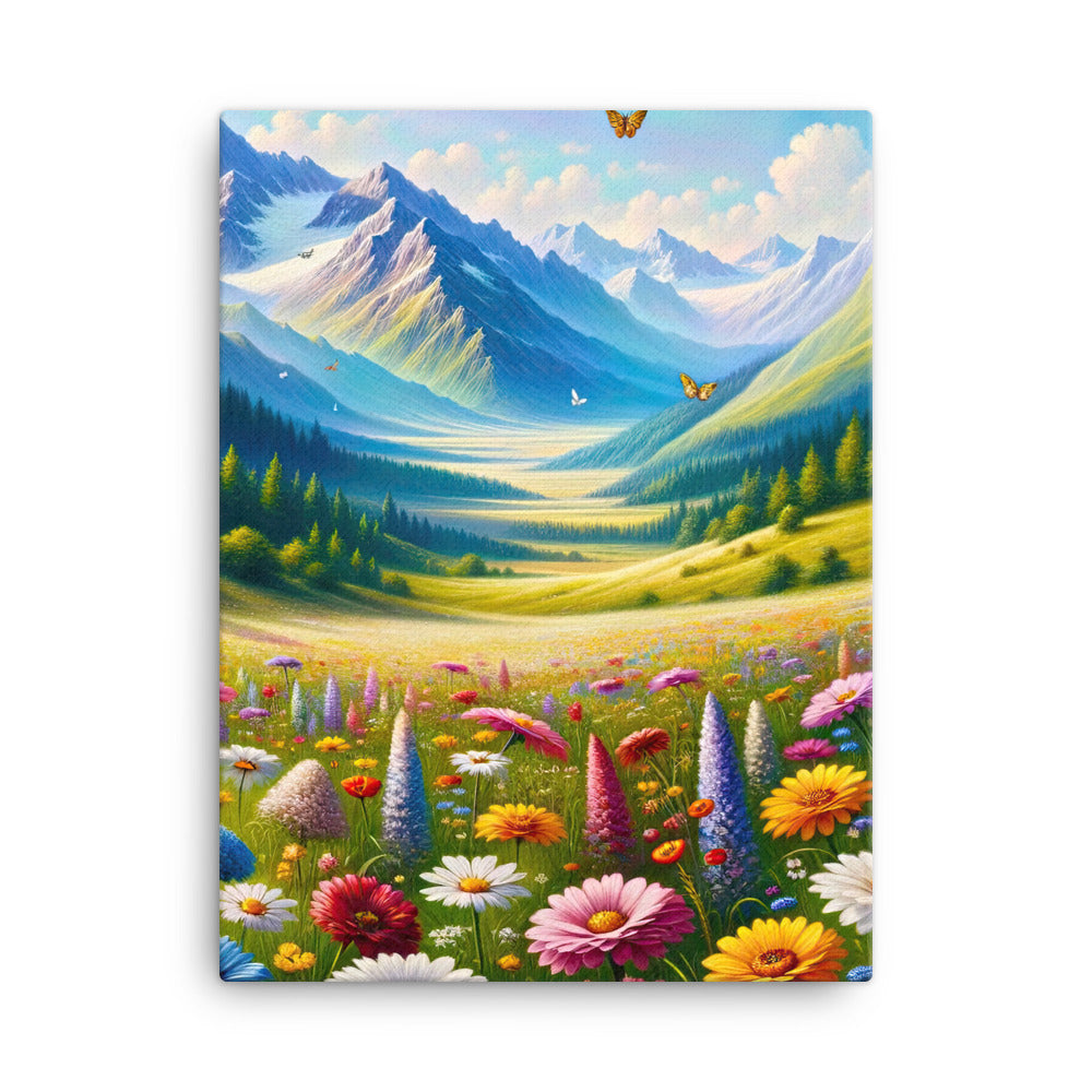 Ölgemälde einer ruhigen Almwiese, Oase mit bunter Wildblumenpracht - Leinwand camping xxx yyy zzz 45.7 x 61 cm