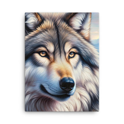 Ölgemäldeporträt eines majestätischen Wolfes mit intensiven Augen in der Berglandschaft (AN) - Leinwand xxx yyy zzz 45.7 x 61 cm