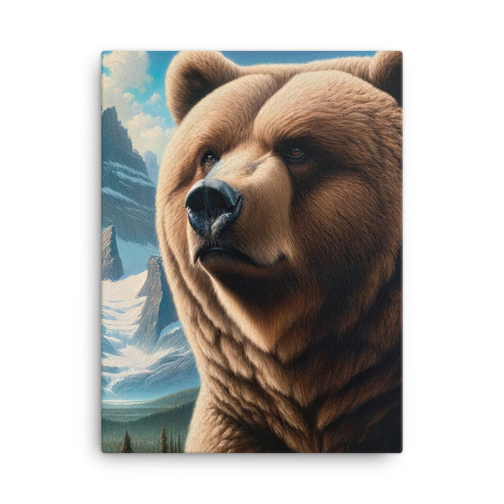 Realistisches Ölgemälde eines männlichen Bären in den Bergen mit Fokus auf Stärke und Schärfe - Leinwand camping xxx yyy zzz 45.7 x 61 cm