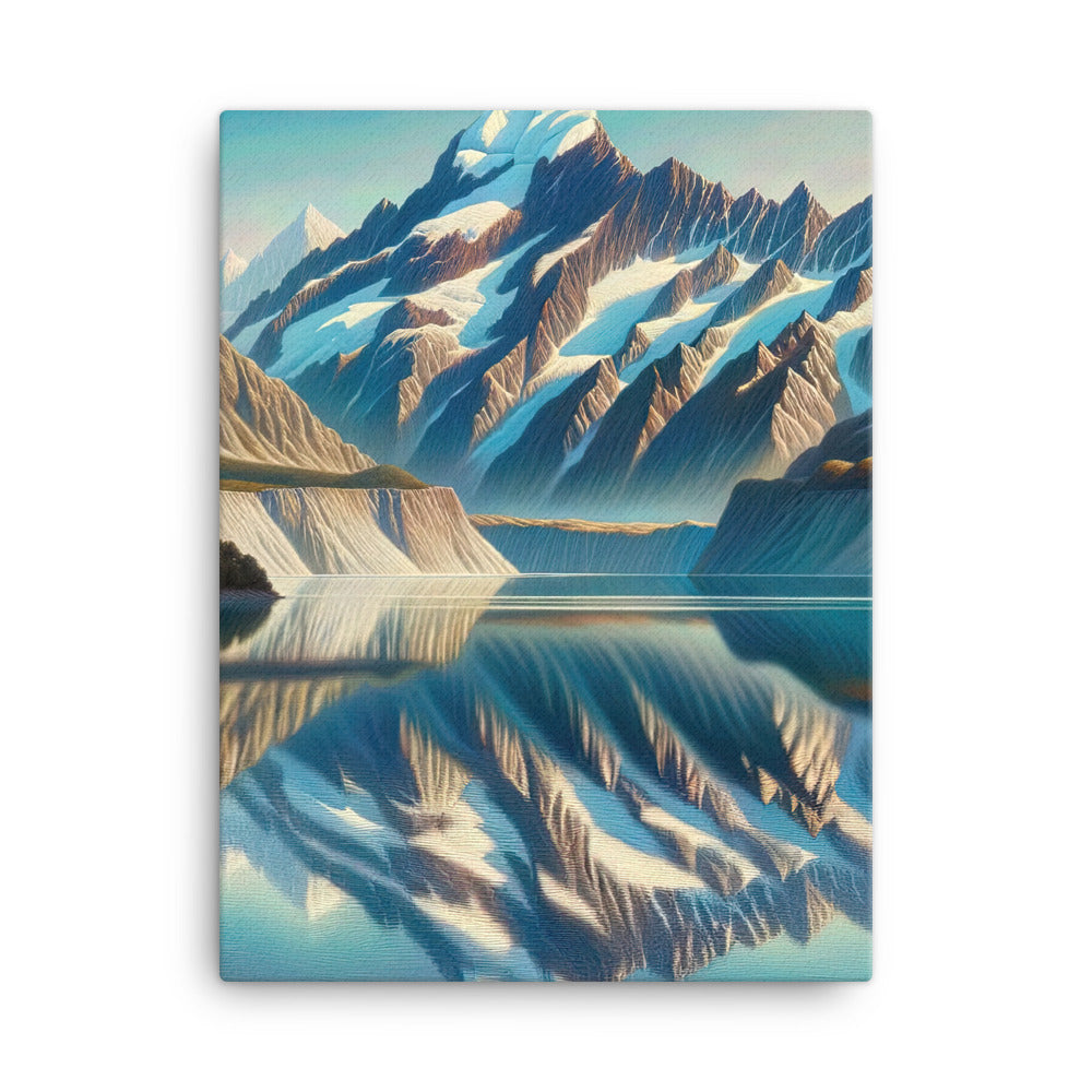 Ölgemälde eines unberührten Sees, der die Bergkette spiegelt - Leinwand berge xxx yyy zzz 45.7 x 61 cm
