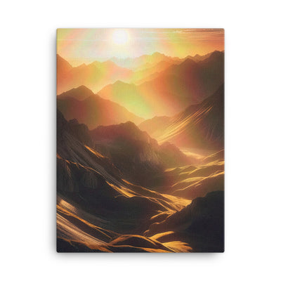 Foto der goldenen Stunde in den Bergen mit warmem Schein über zerklüftetem Gelände - Leinwand berge xxx yyy zzz 45.7 x 61 cm
