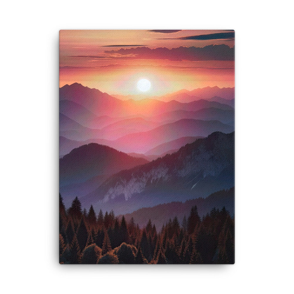 Foto der Alpenwildnis beim Sonnenuntergang, Himmel in warmen Orange-Tönen - Leinwand berge xxx yyy zzz 45.7 x 61 cm