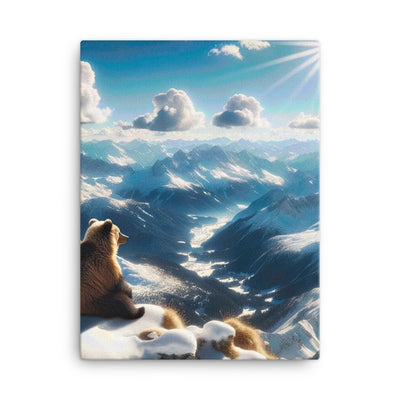 Foto der Alpen im Winter mit Bären auf dem Gipfel, glitzernder Neuschnee unter der Sonne - Leinwand camping xxx yyy zzz 45.7 x 61 cm