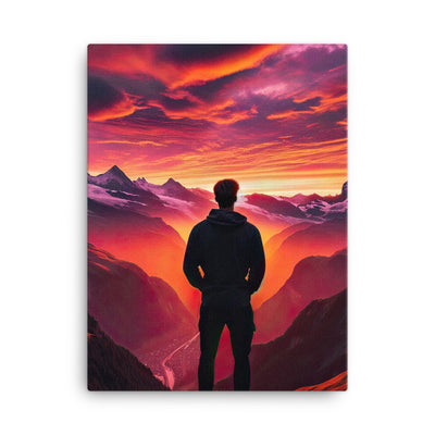 Foto der Schweizer Alpen im Sonnenuntergang, Himmel in surreal glänzenden Farbtönen - Leinwand wandern xxx yyy zzz 45.7 x 61 cm
