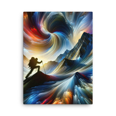 Foto der Alpen in abstrakten Farben mit Bergsteigersilhouette - Leinwand wandern xxx yyy zzz 45.7 x 61 cm