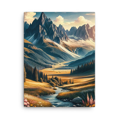 Quadratisches Kunstwerk der Alpen, majestätische Berge unter goldener Sonne - Leinwand berge xxx yyy zzz 45.7 x 61 cm