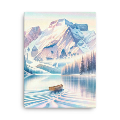 Aquarell eines klaren Alpenmorgens, Boot auf Bergsee in Pastelltönen - Leinwand berge xxx yyy zzz 45.7 x 61 cm
