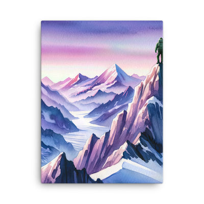 Aquarell eines Bergsteigers auf einem Alpengipfel in der Abenddämmerung - Leinwand wandern xxx yyy zzz 45.7 x 61 cm
