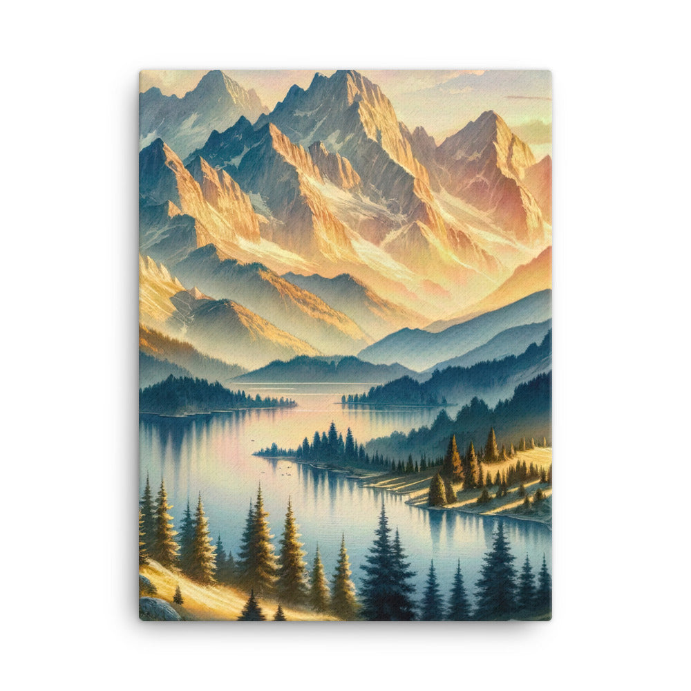 Aquarell der Alpenpracht bei Sonnenuntergang, Berge im goldenen Licht - Leinwand berge xxx yyy zzz 45.7 x 61 cm