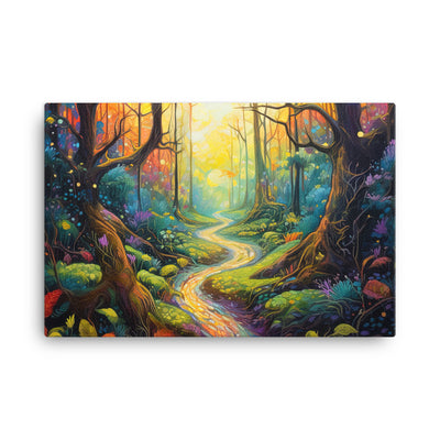 Wald und Wanderweg - Bunte, farbenfrohe Malerei - Leinwand camping xxx 61 x 91.4 cm