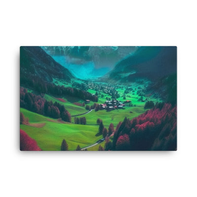 Berglandschaft und Dorf - Fotorealistische Malerei - Leinwand berge xxx 61 x 91.4 cm