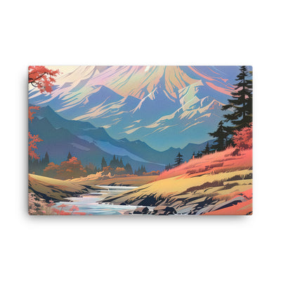 Berge. Fluss und Blumen - Malerei - Leinwand berge xxx 61 x 91.4 cm