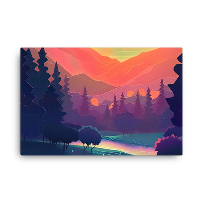 Berge, Fluss, Sonnenuntergang - Malerei - Leinwand berge xxx 61 x 91.4 cm