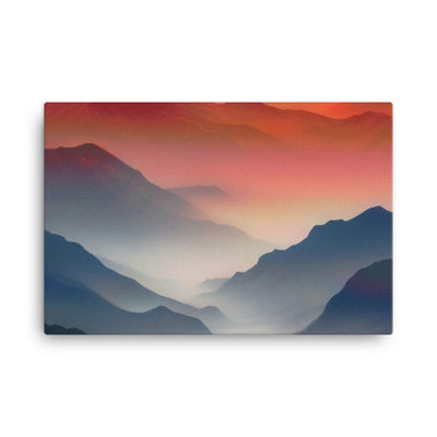 Sonnteruntergang, Gebirge und Nebel - Landschaftsmalerei - Leinwand berge xxx 61 x 91.4 cm