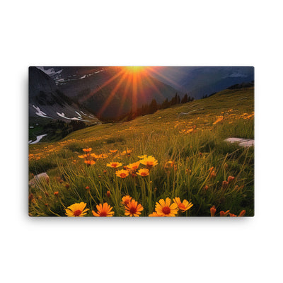 Gebirge, Sonnenblumen und Sonnenaufgang - Leinwand berge xxx 61 x 91.4 cm