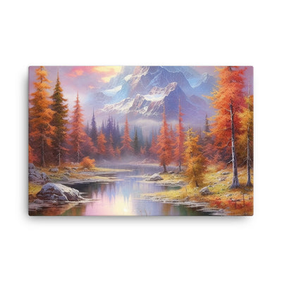 Landschaftsmalerei - Berge, Bäume, Bergsee und Herbstfarben - Leinwand berge xxx 61 x 91.4 cm
