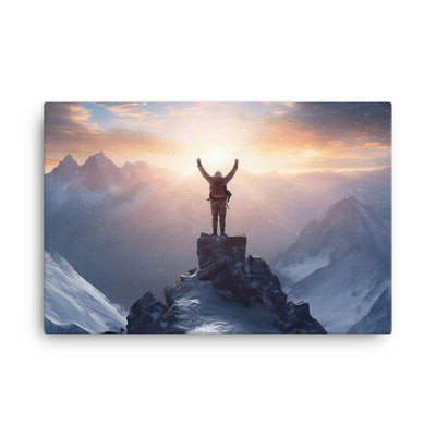 Mann auf der Spitze eines Berges - Landschaftsmalerei - Leinwand berge xxx 61 x 91.4 cm