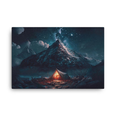 Zelt und Berg in der Nacht - Sterne am Himmel - Landschaftsmalerei - Leinwand camping xxx 61 x 91.4 cm