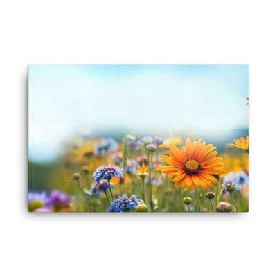 Foto von Blumen im Sonnenschein - Nahaufnahme - Leinwand camping xxx 61 x 91.4 cm