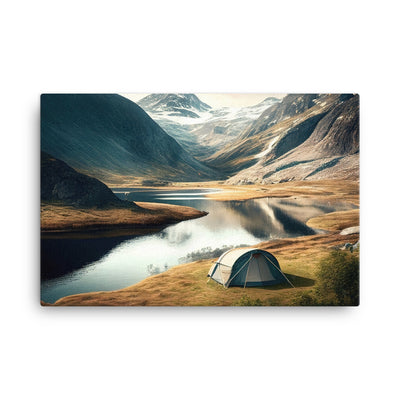 Zelt, Berge und Bergsee - Leinwand camping xxx 61 x 91.4 cm