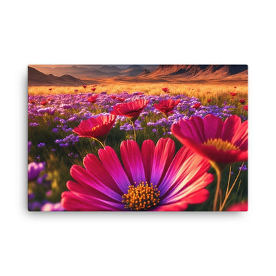 Wünderschöne Blumen und Berge im Hintergrund - Leinwand berge xxx 61 x 91.4 cm