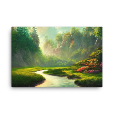 Bach im tropischen Wald - Landschaftsmalerei - Leinwand camping xxx 61 x 91.4 cm
