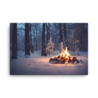 Lagerfeuer im Winter - Camping Foto - Leinwand camping xxx 61 x 91.4 cm