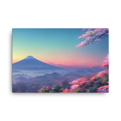 Berg und Wald mit pinken Bäumen - Landschaftsmalerei - Leinwand berge xxx 61 x 91.4 cm