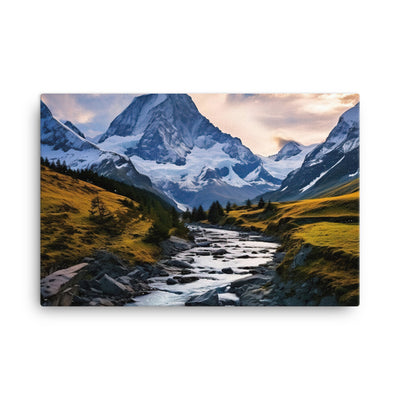 Berge und steiniger Bach - Epische Stimmung - Leinwand berge xxx 61 x 91.4 cm