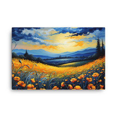 Berglandschaft mit schönen gelben Blumen - Landschaftsmalerei - Leinwand berge xxx 61 x 91.4 cm