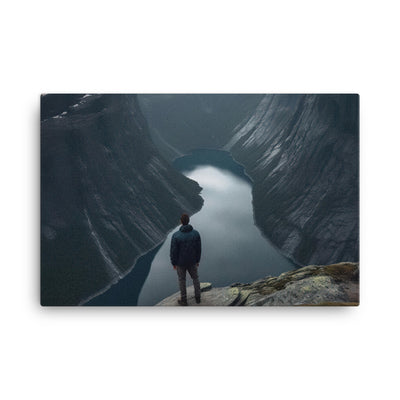 Mann auf Bergklippe - Norwegen - Leinwand berge xxx 61 x 91.4 cm