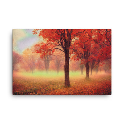 Wald im Herbst - Rote Herbstblätter - Leinwand camping xxx 61 x 91.4 cm