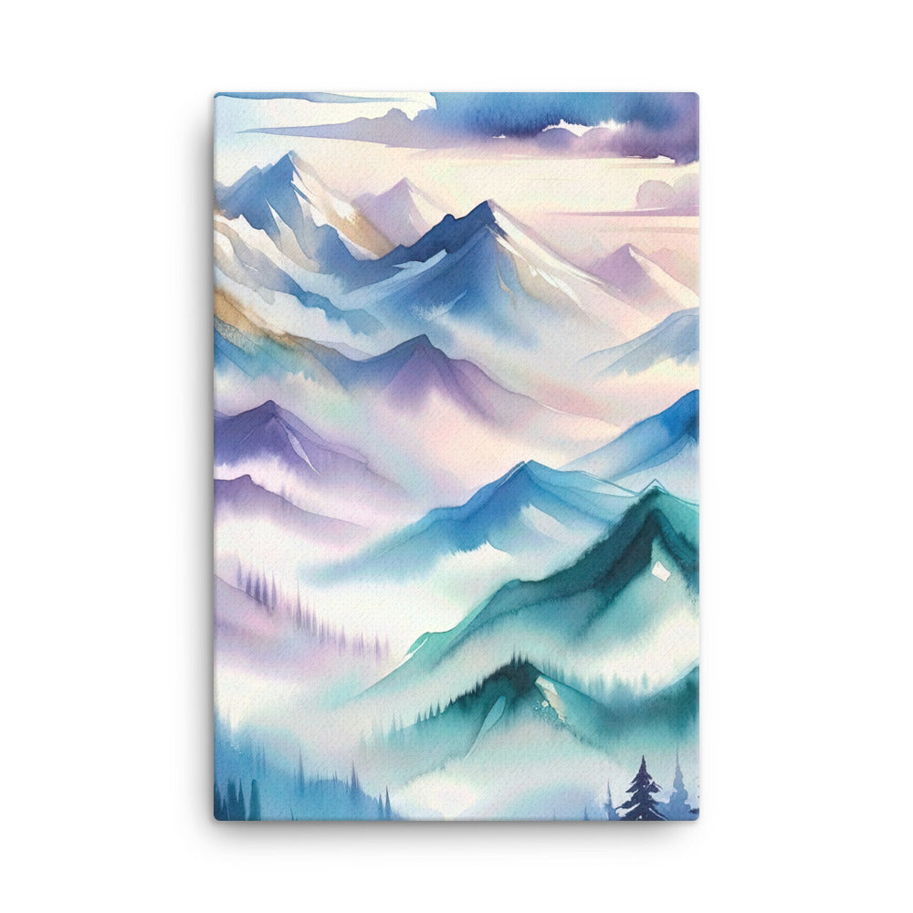 Ein Aquarellgemälde der Alpen in einem sanften, traumhaften Stil. Die Berge werden in Strichen mit Gold wiedergegeben - Leinwand berge xxx yyy zzz 61 x 91.4 cm