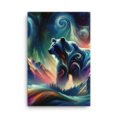 Abstrakte Kunst, die majestätischen Alpen mit Farben und komplizierten Mustern darstellt. Markante Bären Silhouette - Leinwand camping xxx yyy zzz 61 x 91.4 cm
