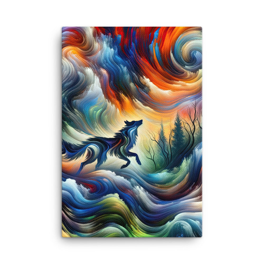 Alpen Abstraktgemälde mit Wolf Silhouette in lebhaften Farben (AN) - Leinwand xxx yyy zzz 61 x 91.4 cm