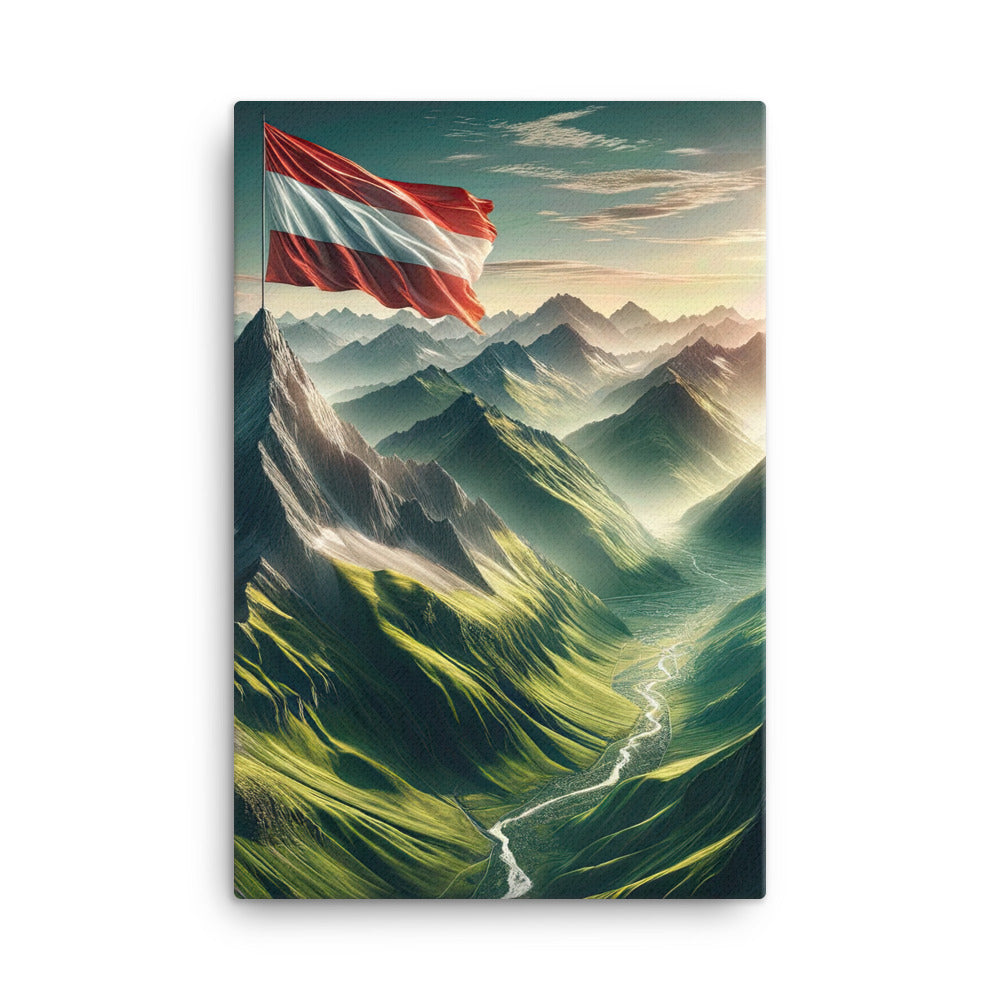 Alpen Gebirge: Fotorealistische Bergfläche mit Österreichischer Flagge - Leinwand berge xxx yyy zzz 61 x 91.4 cm