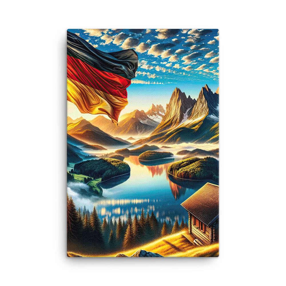Alpen Gebirge im Morgenlicht: Kunstwerk mit Deutsche Flagge - Leinwand berge xxx yyy zzz 61 x 91.4 cm