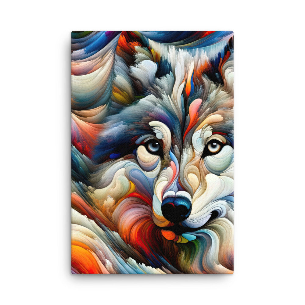 Abstrakte Kunst der Alpen mit einem Wolf. Chaotischer Tanz aus Farben und Formen. Surreale Landschaft (AN) - Leinwand xxx yyy zzz 61 x 91.4 cm
