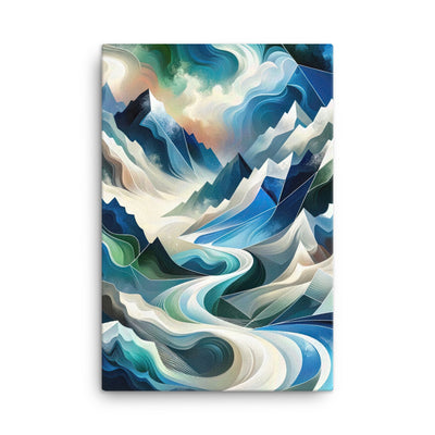 Abstrakte Kunst der Alpen, die geometrische Formen verbindet, um Berggipfel, Täler und Flüsse im Schnee darzustellen. . - Leinwand berge xxx yyy zzz 61 x 91.4 cm