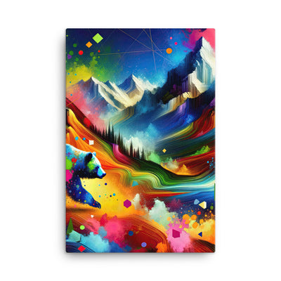 Neonfarbener Alpen Bär in abstrakten geometrischen Formen - Leinwand camping xxx yyy zzz 61 x 91.4 cm
