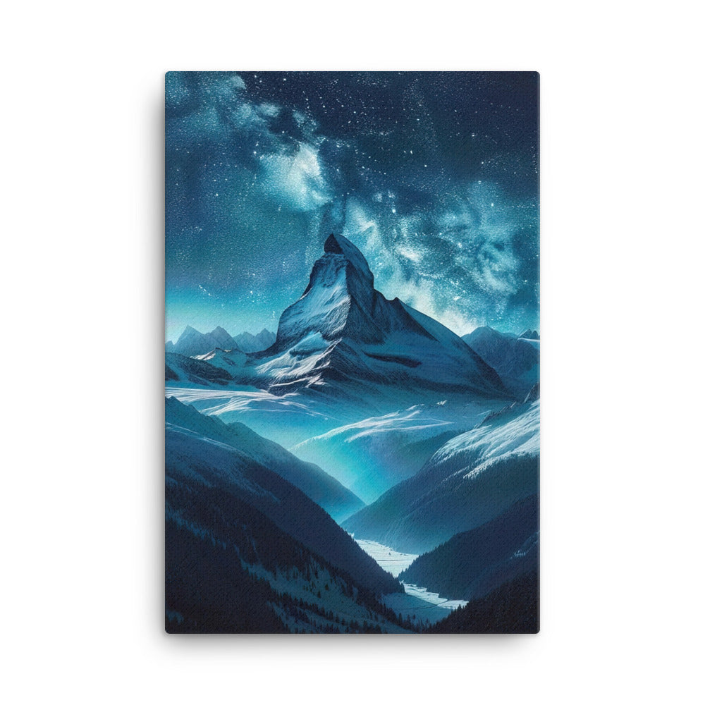 Winterabend in den Bergen: Digitale Kunst mit Sternenhimmel - Leinwand berge xxx yyy zzz 61 x 91.4 cm