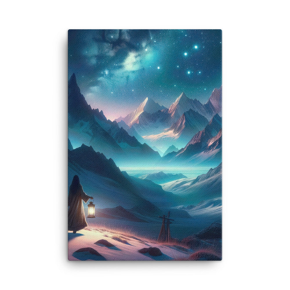 Stille Alpennacht: Digitale Kunst mit Gipfeln und Sternenteppich - Leinwand wandern xxx yyy zzz 61 x 91.4 cm