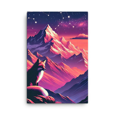 Fuchs im dramatischen Sonnenuntergang: Digitale Bergillustration in Abendfarben - Leinwand camping xxx yyy zzz 61 x 91.4 cm