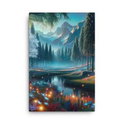 Ätherischer Alpenwald: Digitale Darstellung mit leuchtenden Bäumen und Blumen - Leinwand camping xxx yyy zzz 61 x 91.4 cm